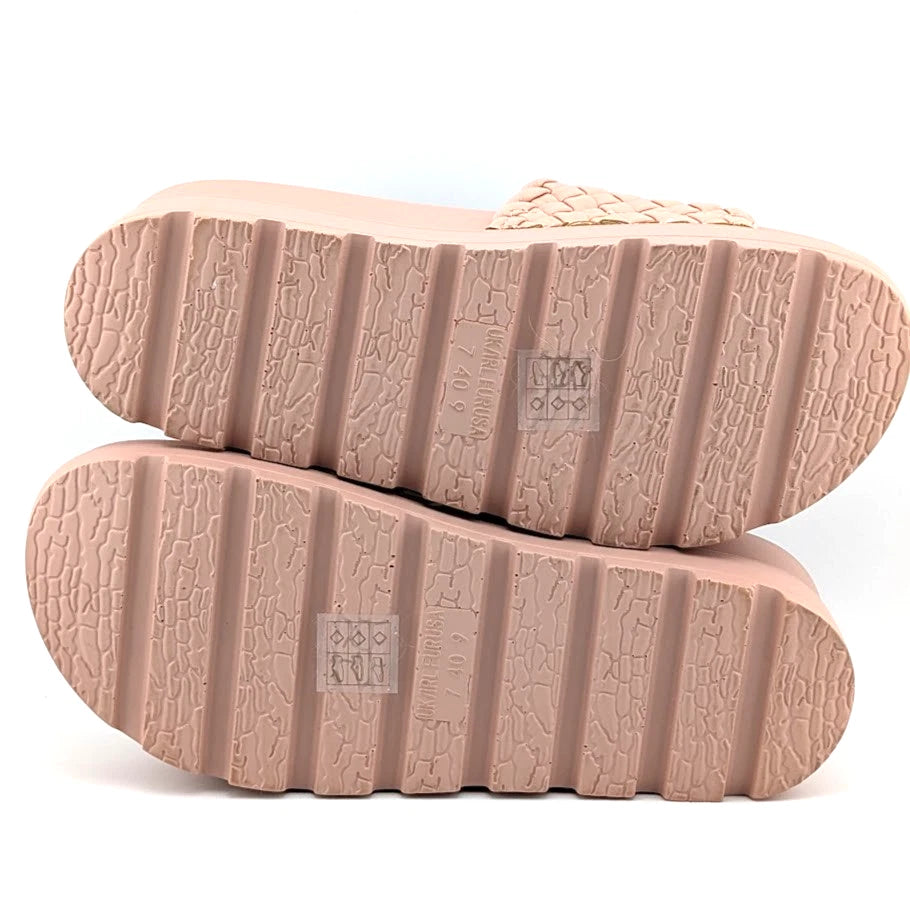 Women's Lucky Step Size 9 Open Toe Braided Slide Wedge Platform Sandals Slipper SoleComfort.shoes