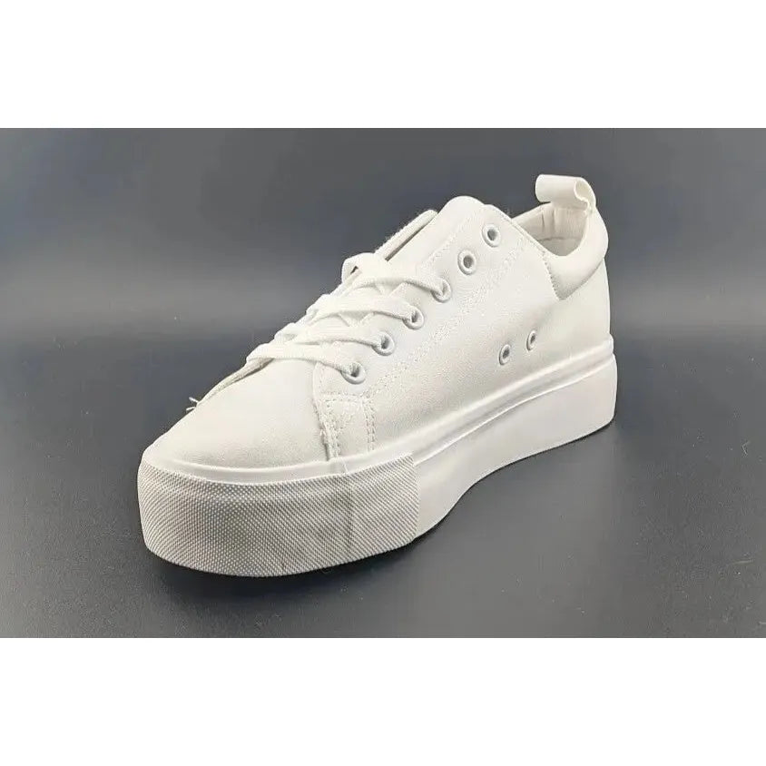 Womens Size 10 White Platform Sneakers PU Leather Platform Shoes Walking Shoes - SoleComfort.shoes