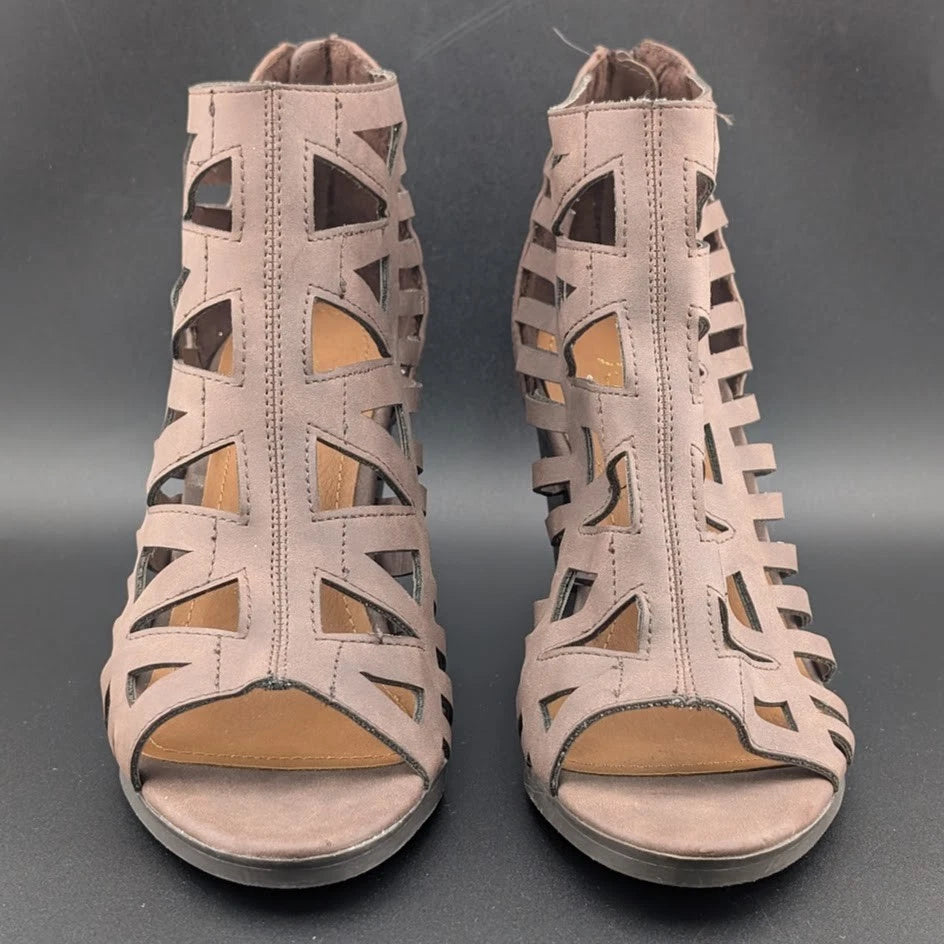 Sugar Size 8 Women's Western Bootie Sandal w/ 3.25" Chunky Heel Open Toe Strappy SoleComfort.shoes