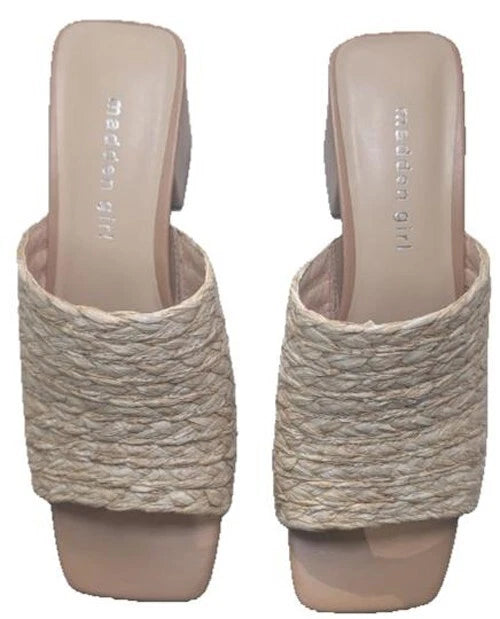 Madden Girl Women's TAZ | Natural Raffia 2.75” Block Heel Sandal | Sizes 6 / 6.5