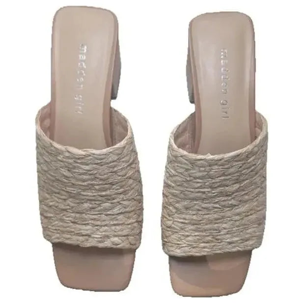 Madden Girl Women's TAZ | Natural Raffia 2.75” Block Heel Sandal | Sizes 6 / 6.5 Madden Girl