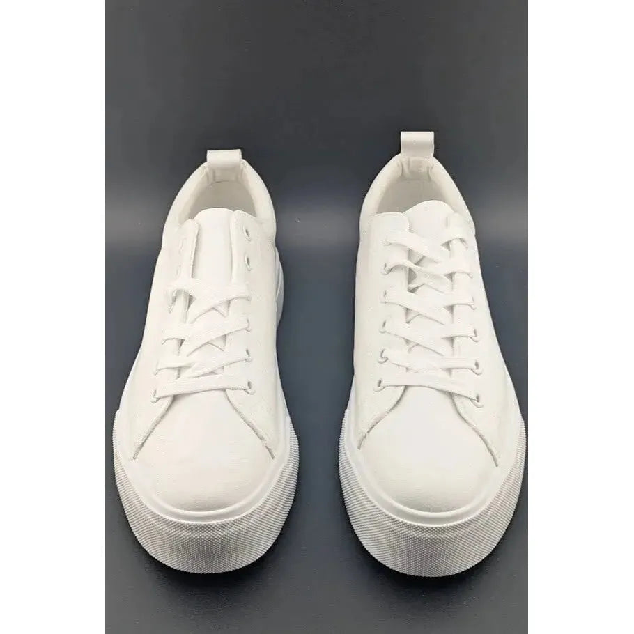 Womens Size 10 White Platform Sneakers PU Leather Platform Shoes Walking Shoes - SoleComfort.shoes