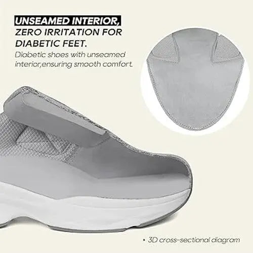 Ortho+rest Women Diabetic Shoes with Adjustable Closure 11 Wide, Light Grey Ortho+rest