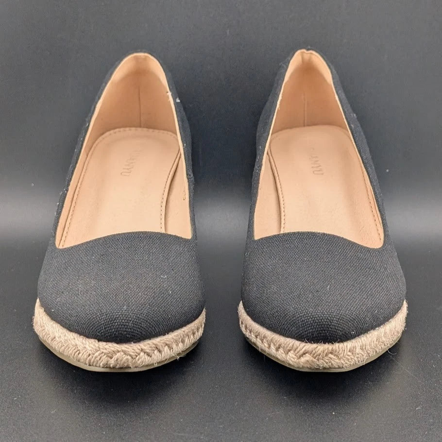 Ruanyu Women’s Size 7.5M Espadrille Wedge Pump Sandals Slip-On Shoes Pointed Toe SoleComfort.shoes