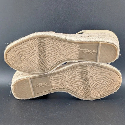 LifeStride Size 6 Wide Kaylee Espadrille Wedge Sandal Butter Denim SoleComfort.shoes