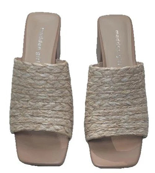 Madden Girl Women's TAZ | Natural Raffia 2.75” Block Heel Sandal | Sizes 6 / 6.5