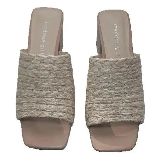 Madden Girl Women's TAZ | Natural Raffia 2.75” Block Heel Sandal | Sizes 6 / 6.5 Madden Girl