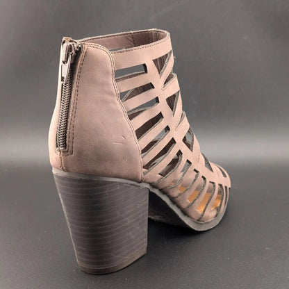Sugar Size 8 Women's Western Bootie Sandal w/ 3.25" Chunky Heel Open Toe Strappy SoleComfort.shoes