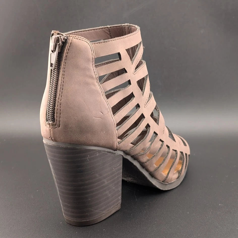 Sugar Size 8 Women's Western Bootie Sandal w/ 3.25" Chunky Heel Open Toe Strappy SoleComfort.shoes