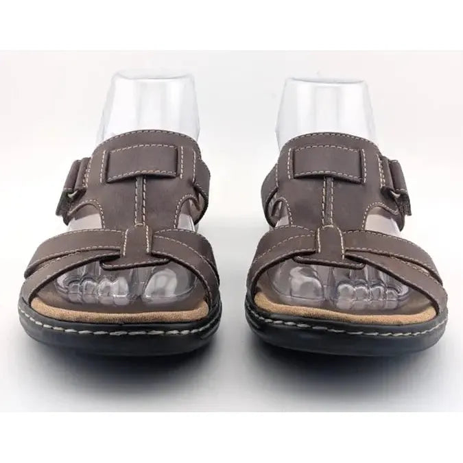 Clarks Collection Ultimate Comfort Sandals Women Size 10M Brown Leather Slides - SoleComfort.shoes