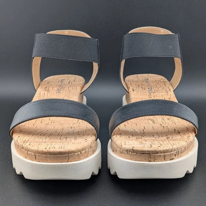 Womens Size 8 Sun Stone Melanyy Espadrille Ankle Strap Platform Sandal Black SoleComfort.shoes