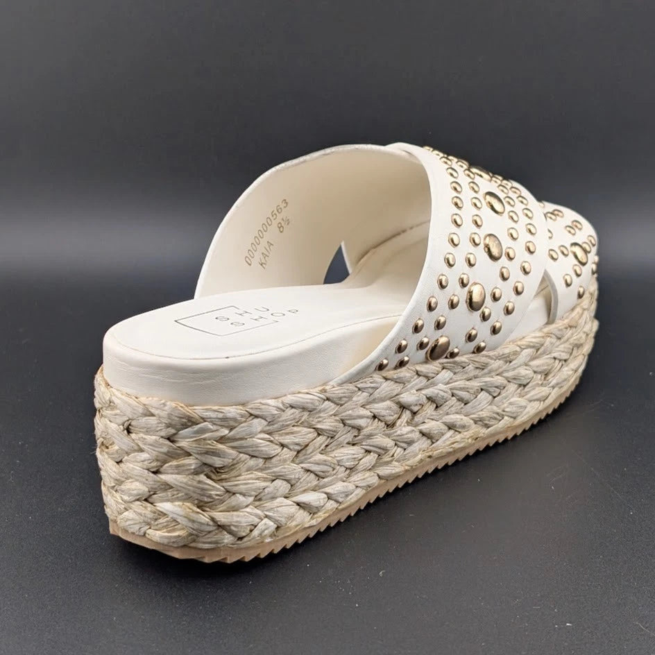 SHUSHOP Kaia | Womens 8M| Platform Sandals Bone w/ Gold Studs | New in Box SoleComfort.shoes