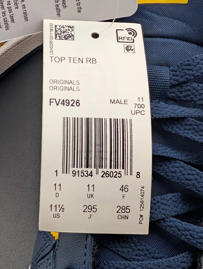 adidas Originals Top Ten Hi Blue Yellow U of Michigan FV4926 Shoe Size 11.5M SoleComfort.shoes
