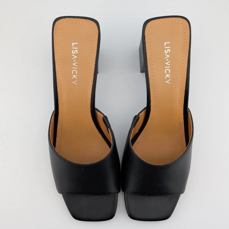 Womens Size 7.5M Nappa Leather Vital-V High Heel Open Toe Mule Slide Sandals SoleComfort.shoes