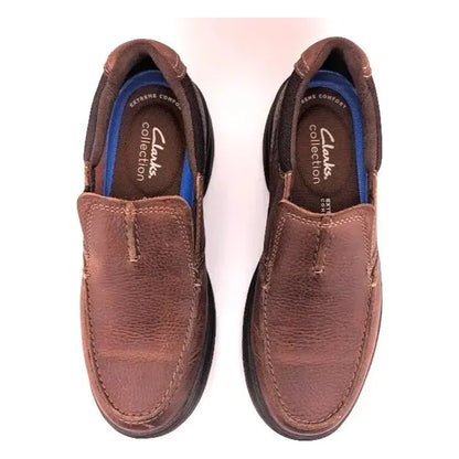 Clarks Mens Size 7 Bradley Free Slip On Leather Loafers Tan Tumbled Shoes 54366 - SoleComfort.shoes