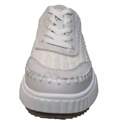 Pre-Owned DREAMPAIRS Size 8.5W Platform Sneakers Woman's Lace Up Creme Cushioned Shoes