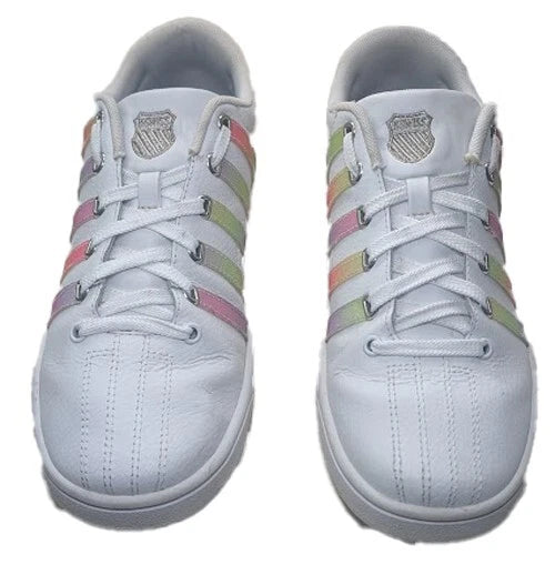Pre-Owned K-Swiss Women's Court Pro II CMF White Rainbow Athletic Sneakers Womens Size 9.5