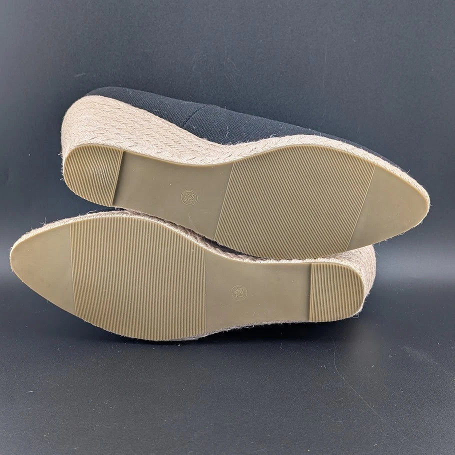 Ruanyu Women’s Size 7.5M Espadrille Wedge Pump Sandals Slip-On Shoes Pointed Toe SoleComfort.shoes