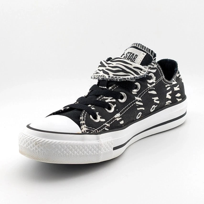 Converse Womens Size 6 CTAS OX Shoes Black White Zebra Sneakers Double Tongue SoleComfort.shoes