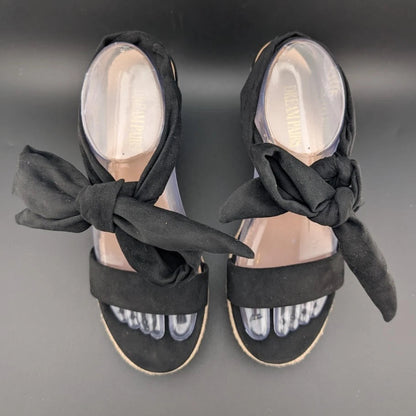 DREAM PAIRS Womens Sz 8.5 Open Toe Espadrille Wedge Tie Lace Up Ankle Platforms. SoleComfort.shoes