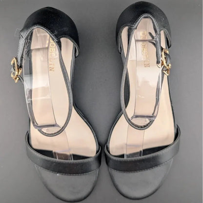 Women’s 8.5W Chunky 2.5" Heeled Sandals Round Open Toe Ankle Strap Dress Shoes SoleComfort.shoes