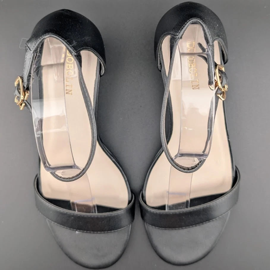 Women’s 8.5W Chunky 2.5" Heeled Sandals Round Open Toe Ankle Strap Dress Shoes SoleComfort.shoes