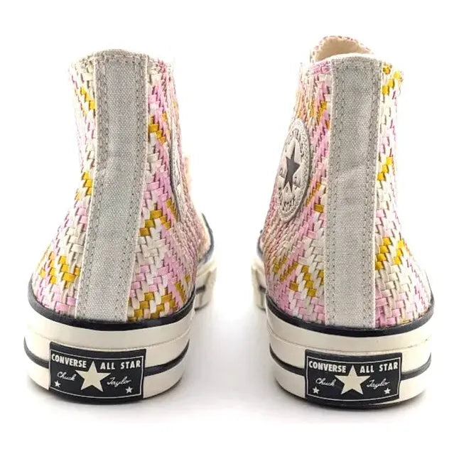 Converse Chuck Taylor All-Star Lift Platform | Women's Size 8, Men's 6 | Pink White Yellow Weave Converse