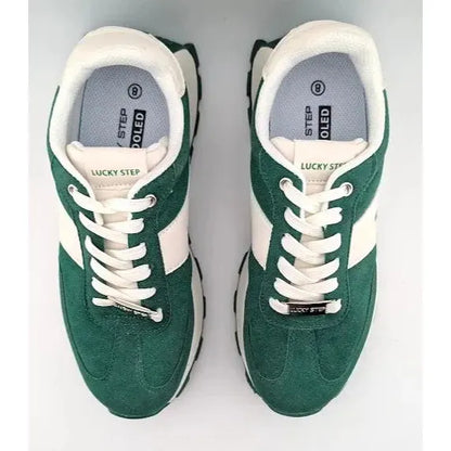 Lucky Step Women's Size 8M Retro Platform Sneaker in Green and White Lucky Step