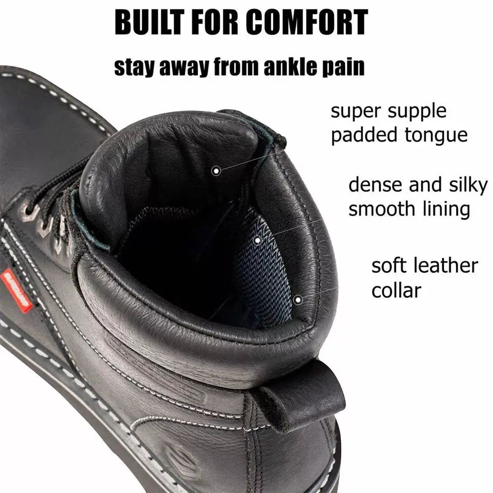 Sureway SW601M Mens Black Leather Soft Toe Work Boot Size 12M (US) Slip/Oil Res
