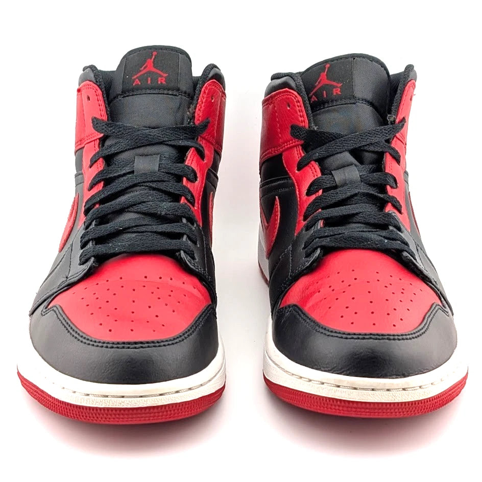 Nike Air Jordan 1 Mid Banned (2020) Blk Red Wht 554724-074 Men's Size 10.5 S SoleComfort.shoes