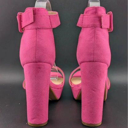 DREAM PAIRS Womens Sz 8 HI-LO Sexy High Heel Platform Pump Sandal Hot Pink SoleComfort.shoes