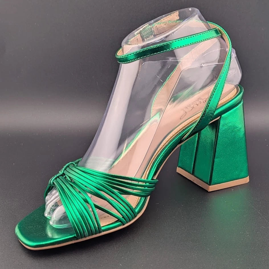 Jewel Badgley Mischka Sz 7.5 Michelle Ankle Strap Green Sandals Holiday Special SoleComfort.shoes