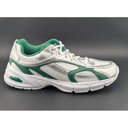 Womens GUESS Size 8 / 8.5 Lotty Glogana-R Sneakers/Shoes White/Forest Green - SoleComfort.shoes