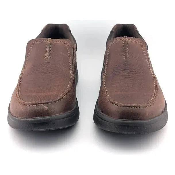 Clarks Mens Size 7 Bradley Free Slip On Leather Loafers Tan Tumbled Shoes 54366 - SoleComfort.shoes