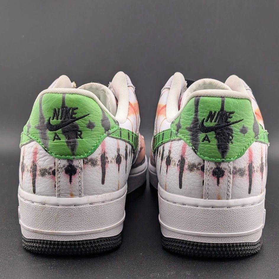 Nike Air Force 1 Low Black Tie Dye Sneakers Women's Size 7.5 A Beaut! CW1267-101 SoleComfort.shoes