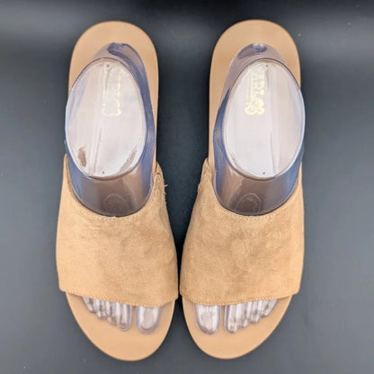 Carlos Santana Delphina Khaki Faux Suede Mules Size 8.5 Excellent Pre-own SoleComfort.shoes