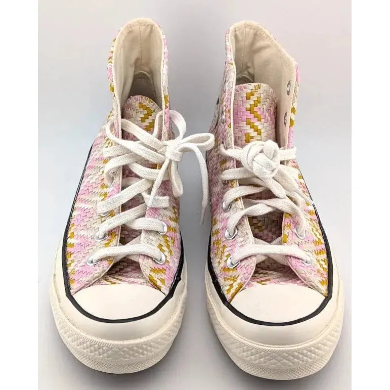 Converse Chuck Taylor All-Star Lift Platform | Women's Size 8, Men's 6 | Pink White Yellow Weave Converse