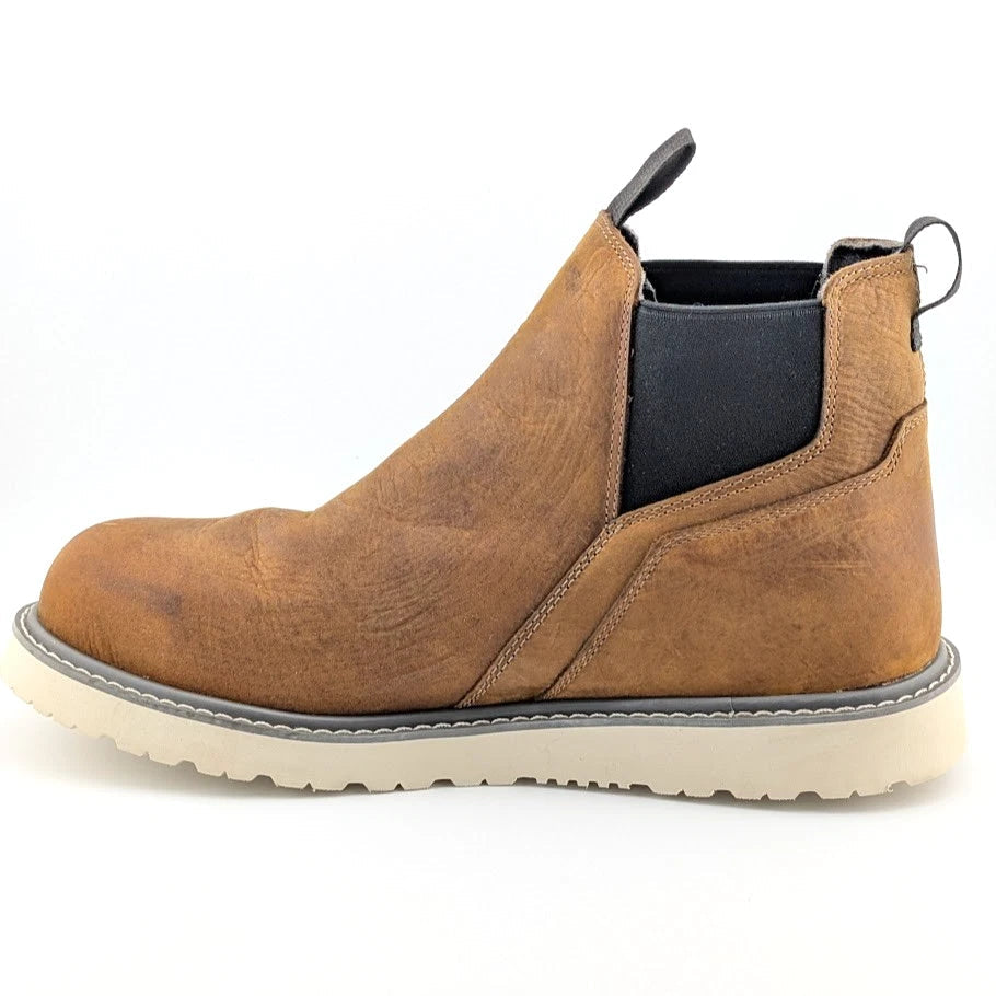 Mens 13XW Wolverine Trade Wedge Rome Steel-Toe Waterproof Work Boot Brown SoleComfort.shoes