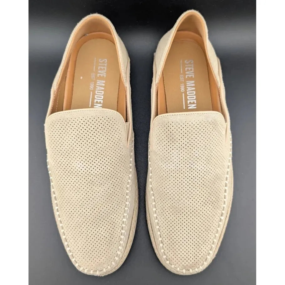 Steve Madden Men's Size 9.5 Caydenn Espadrille Off- White Leather Slip-On SoleComfort.shoes