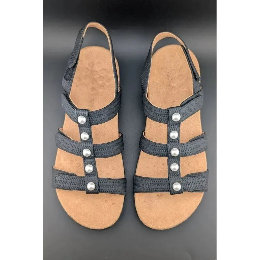 Vionic sandals Vionic Women's Size 10W Amber Pearl Black Woven Faux Leather Slide Sandals Vionic