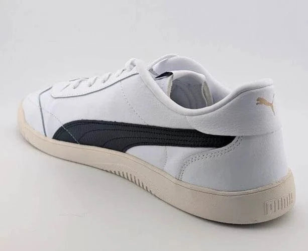 Size 12 Puma Club 5v5 Low White/Black/Gold Leather Shoes - Trainers Sneakers New