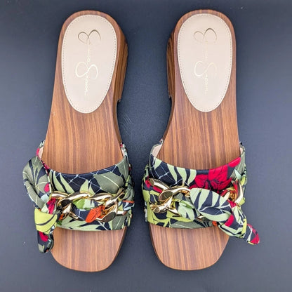 JESSICA SIMPSON Size 7 Resima Multicolor Lily of Jungle Slip On Platform Sandals SoleComfort.shoes