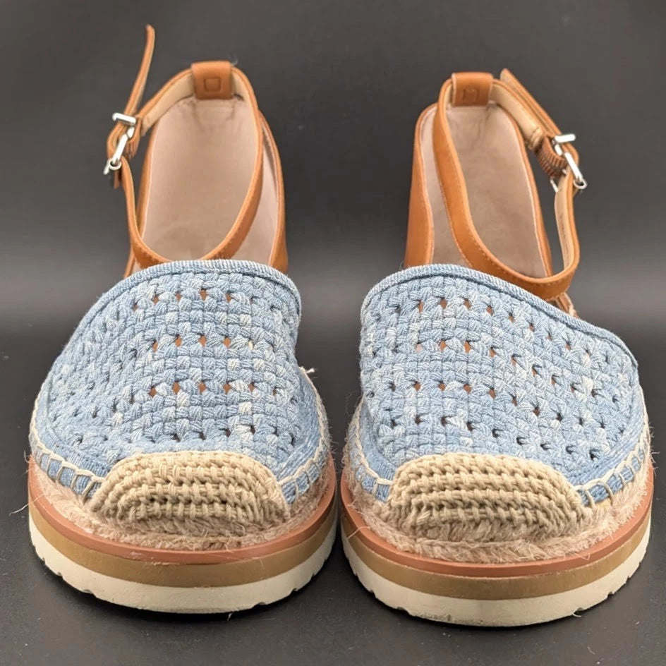 Vince Camuto Size 9.5 Women's Blue Espadrille Sandals w/ Ankle Strap Closed Toe SoleComfort.shoes