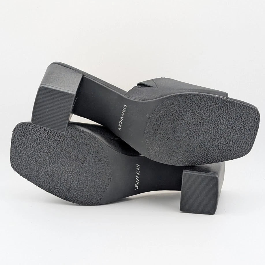 Womens Size 7.5M Nappa Leather Vital-V High Heel Open Toe Mule Slide Sandals SoleComfort.shoes