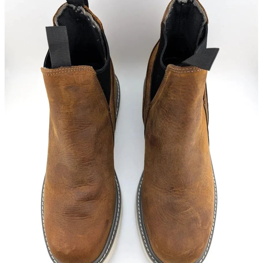 Mens 13XW Wolverine Trade Wedge Rome Steel-Toe Waterproof Work Boot Brown SoleComfort.shoes