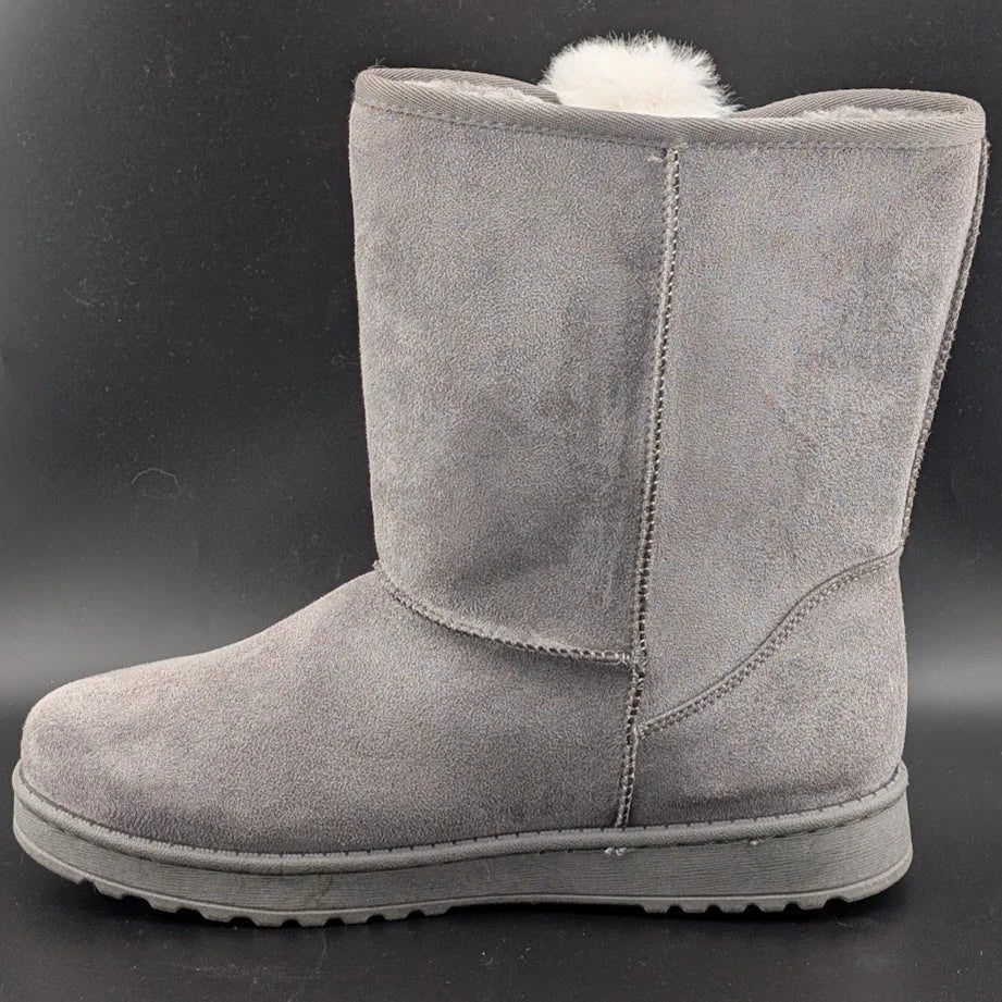 Koolaburra by UGG Size 11 Victoria Short Winter Boots Women's Grey -2 Bow 4 Puff SoleComfort.shoes