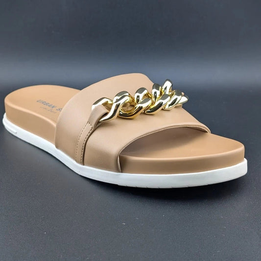 UrbanSport By J/Slides Women's Fruit Chain Comfort Sandal in Camel or Black Luxe SoleComfort.shoes
