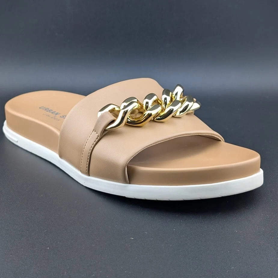 UrbanSport By J/Slides Women's Fruit Chain Comfort Sandal in Camel or Black Luxe SoleComfort.shoes