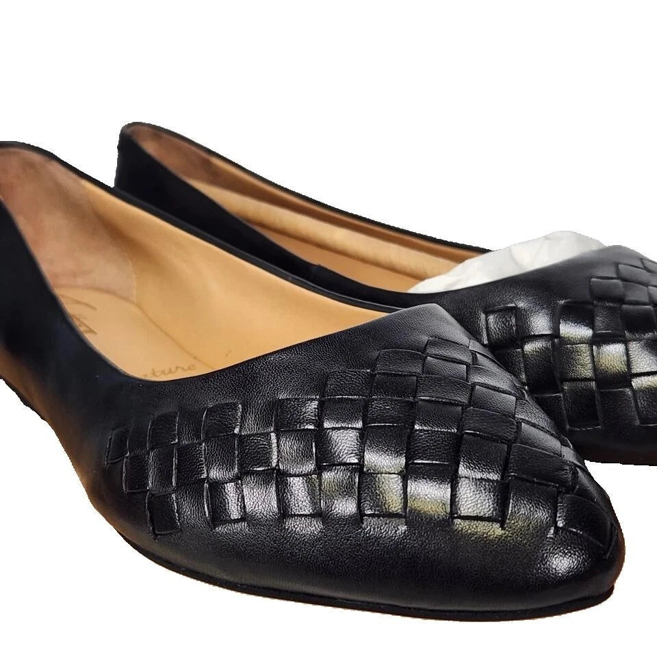 Trotters Estee Woven Leather Ballet Flat Loafer | Black US Women's Size 8M