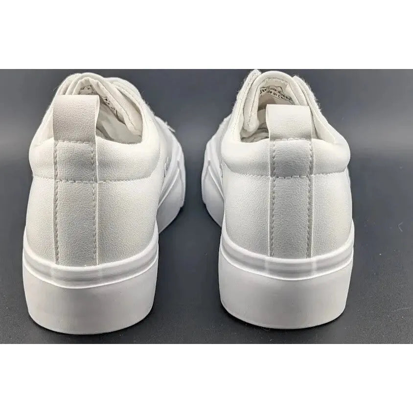 Womens Size 10 White Platform Sneakers PU Leather Platform Shoes Walking Shoes - SoleComfort.shoes